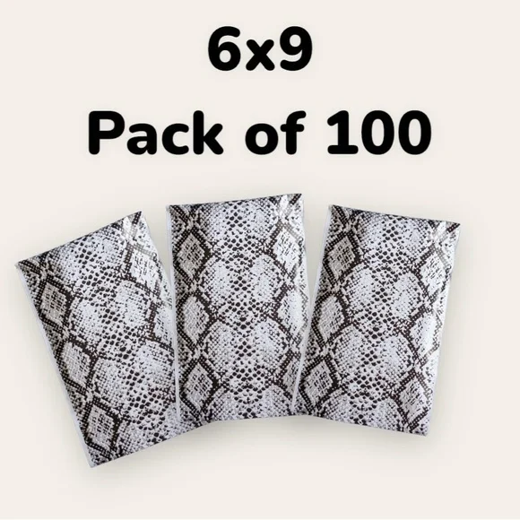 100 Pack 6x9 PolyMailers, Snake Skin ** Shipping Supplies Mailers Inserts