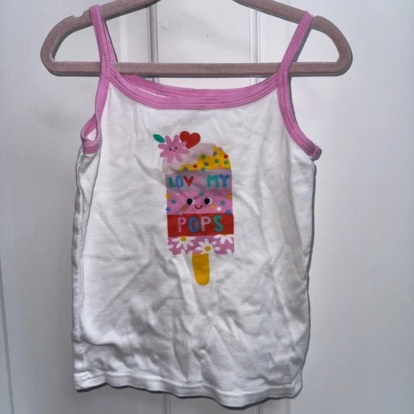 PJ Place 3T White and Pink Love My Pops Pajama Top Camisole Ice Cream Graphic