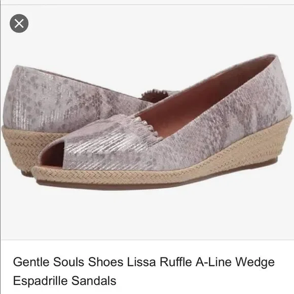 Gentle Souls Lissa Demi Wedges Peeptoe Espadrilles Shoes Size 8 NWOB