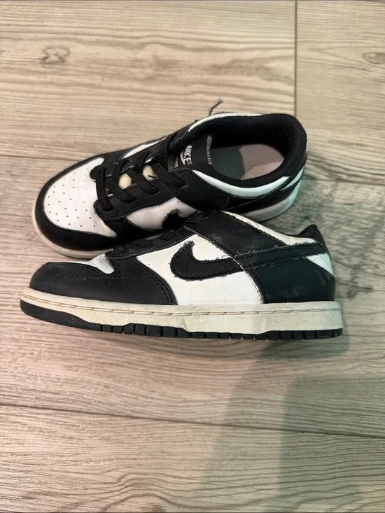 Nike Kids Black and White Low-Top Sneakers with Swoosh