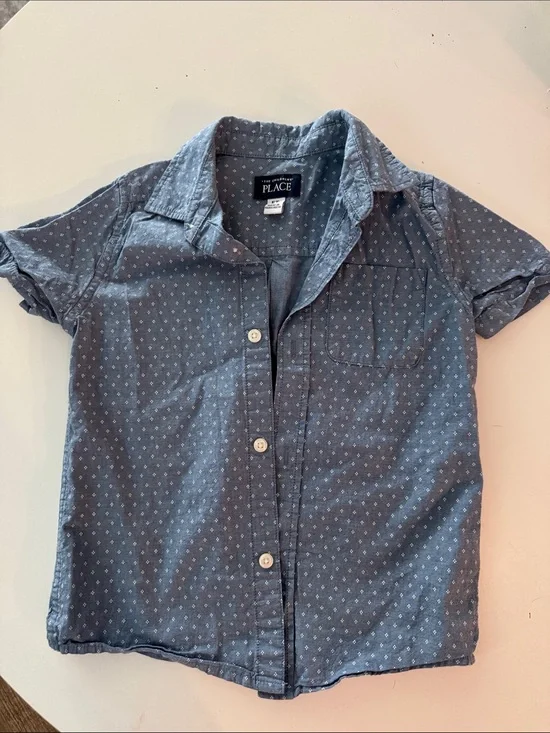 The Children's Place Blue Short-Sleeve Button-Up Shirt 5t