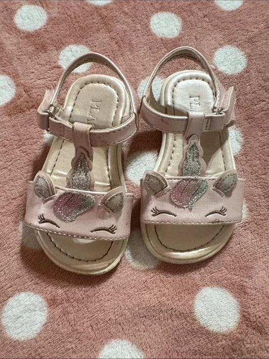 The Children's Place Pink Unicorn Glitter Strap Sandals