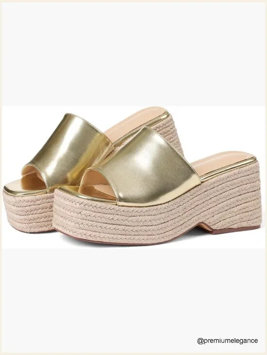 Platform Espadrille Sandals, Open Toe Slip On Wedges, Bohemian Summer Shoes