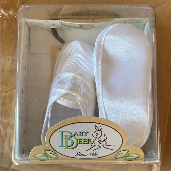 Baby Deer White Satin Infant Shoe and Matching Booties