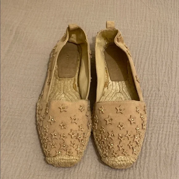 Zara Embellished Tan Espadrilles. Size 39