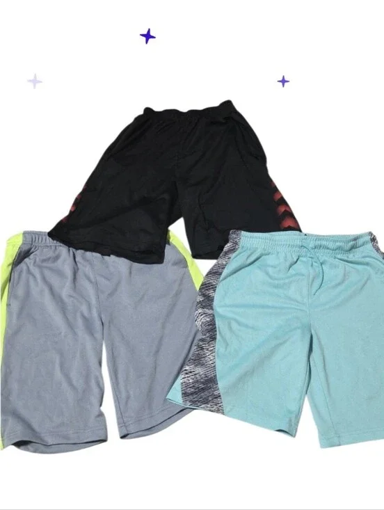12/14 Childrens Place Kids Athletic Pull-On Shorts - Black, Gray/Neon, Aqua