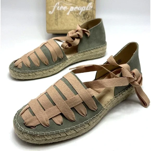 Free people Heat Wave Wrap Espadrille Size 10.5 EU 41 Handcrafted In Spain