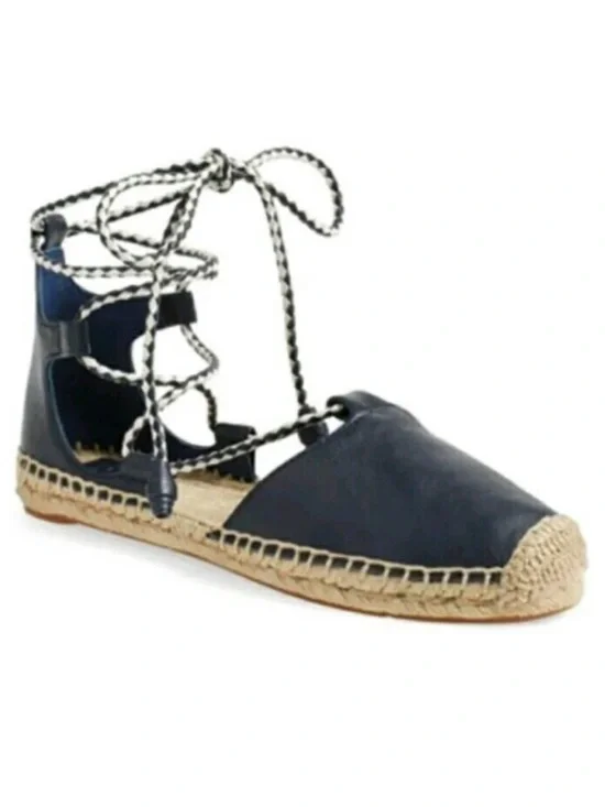 Tory Burch Positano Lace Up Flat Espadrilles  size 7