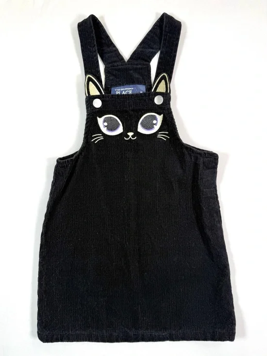 THE CHILDRENS‎ PLACE Girls Corduroy Jumper Dress Cat Face 3T Kawaii Aesthetic