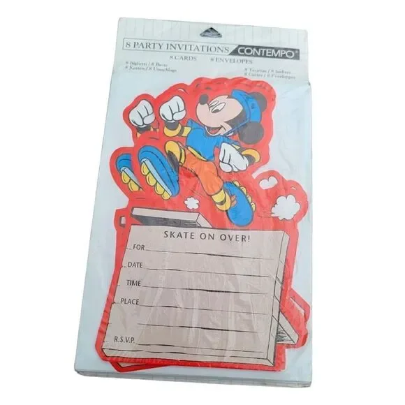 Disney Mickey Mouse Contempo Party Invitations 8 Skating Party Invites