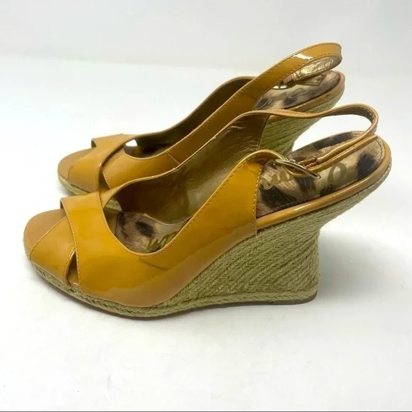 Sam Edelman Women's Leather Espadrille Sandals Sling Back | Wedge Heels