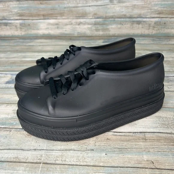 Melissa Be II Espadrille Platform Sneaker Womens Size 9‎ Black Rubber Jelly