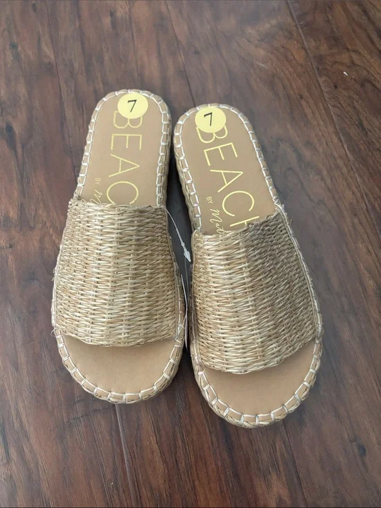 BEACH by Matisse Woven Slide Sandals - Natural Straw