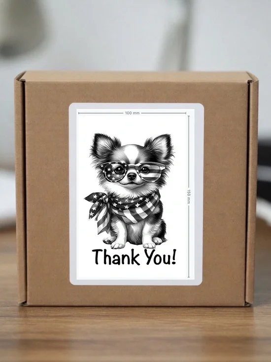 Patriotic Chihuahua Thank You Stickers  4”x6”-100ct.