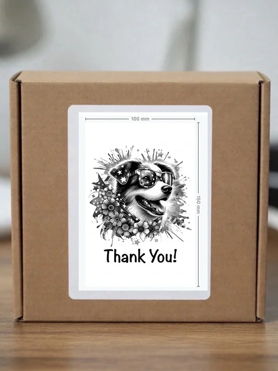 Patriotic Australian Shepherd Thank You Stickers  4”x6”-100ct.
