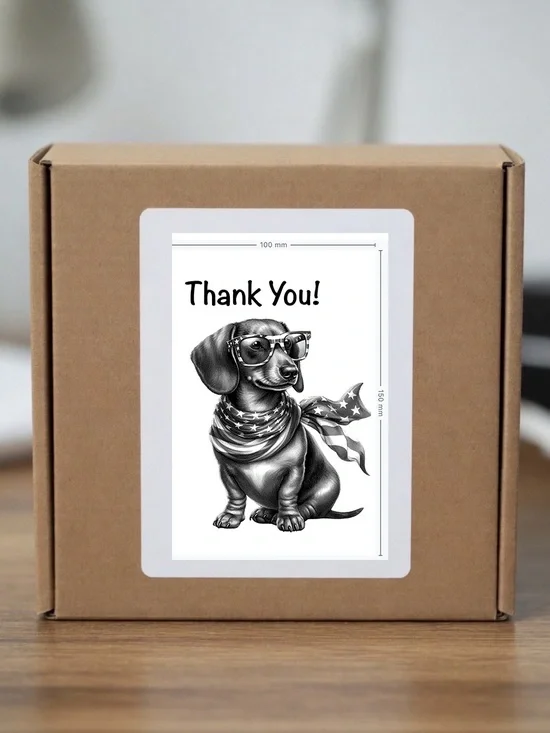 Patriotic Dachshund Thank You Stickers  4”x6”-100ct.