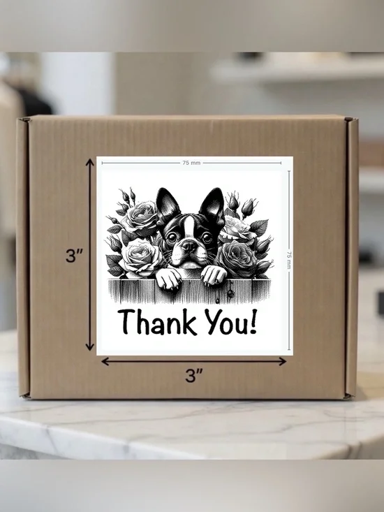 Boston Terrier Floral Set of 3”x3”-100ct. New