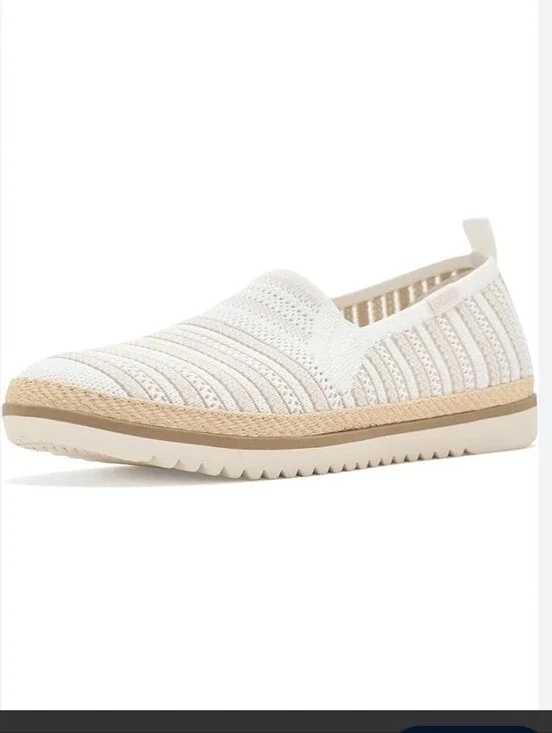 Skechers Bobs Flexpadrilles Size 8.5 Lo Slip On Sneakers White Tan