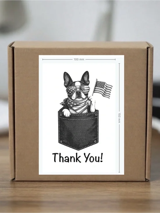Patriotic Boston Terrier Set of 4”x6”-100ct. New