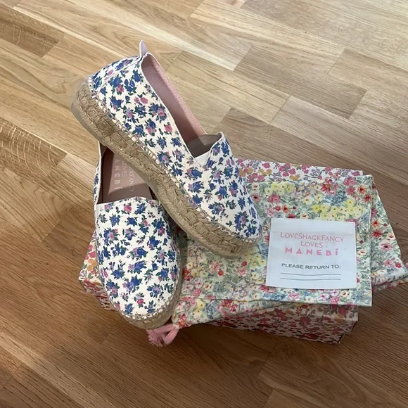 New loveshackfancy x manebi platform espadrilles in blue jay song