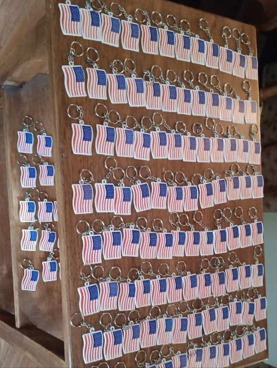 American Flag Keychain Lot -100 Ct. Red, White & Blue 2in x 1in $6