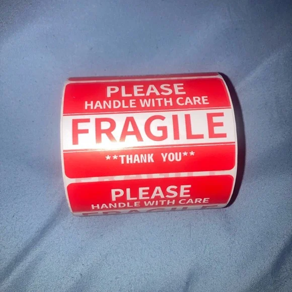 Fragile Please Handle With Care Red Packing Labels - Roll (500)