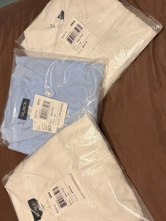 The Children's Place Boys Casual Button-Downs in White and Light Blue - 3 Pack