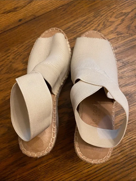gentle souls Cream Elastic Strap Espadrille Sandals
