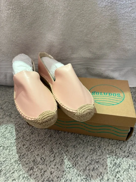 Soludos Blush Pink Leather Espadrille Flats