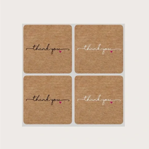 (60) Rustic Square Thank you Stickers