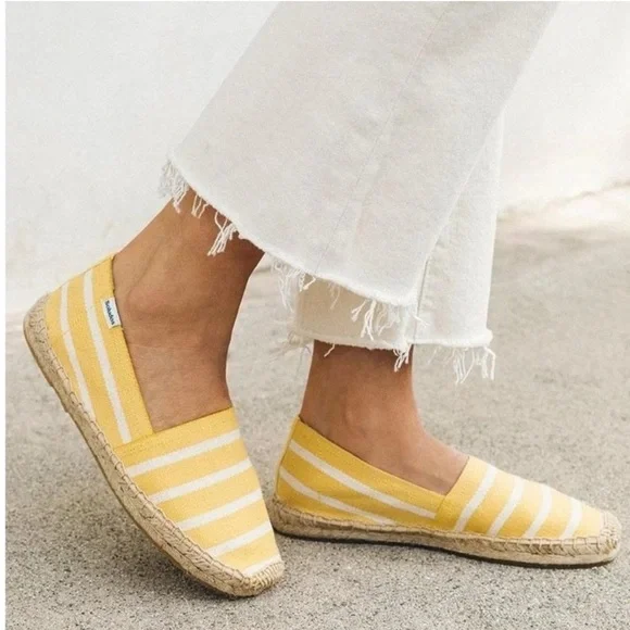 New Soludos Dali Striped Espadrilles in Yellow Size 7.5