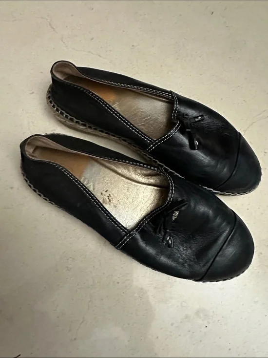 Classic black Preloved Prada Leather Espadrilles.  Offers welcome. Well made.