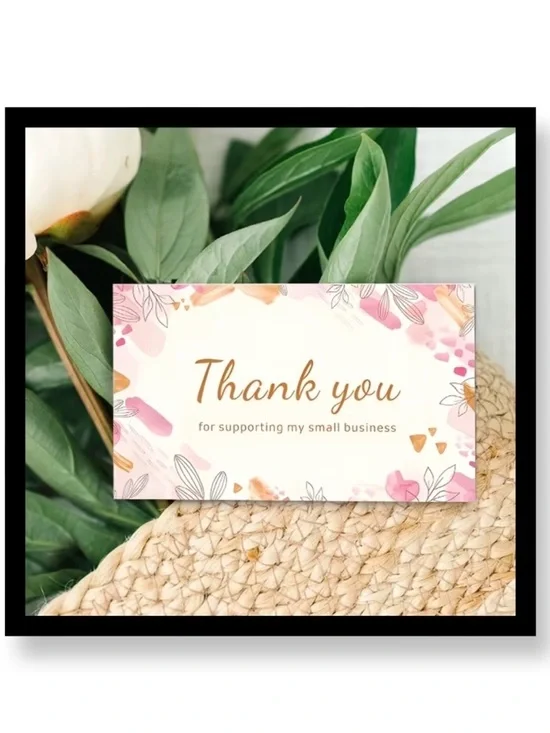 🆕 Floral Pink Thank You Cards - Packable Small Business Note