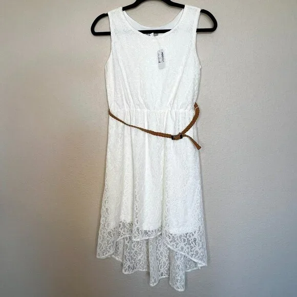 Girls White Lace Flower Girl Dress High Low NWT XXL 16 Wedding Easter