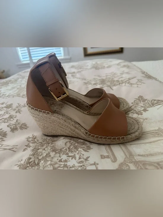 Vince Camuto Leera Espadrille Wedge Sandal Tan Leather Size 6.5