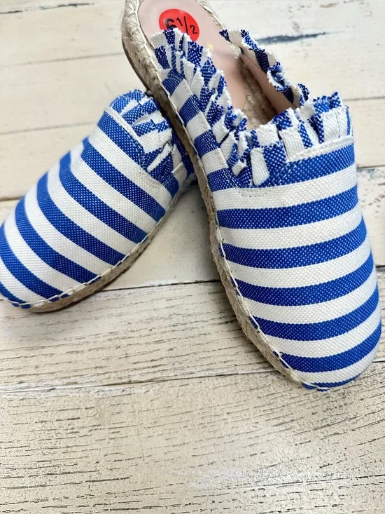 Kate Spade New York Blue White Stripe Espadrille Mule Slides Size 6.5 NWT