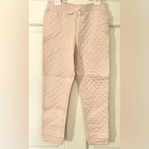 🩷 Jogger Pants 5T 🔸Rosebud Color 🔸 Soft Sparkly Diamond Quilt-Cushion-Look 🩷