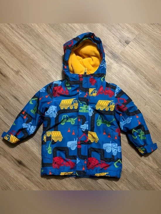 The Children's Place - Royal Blue Hooded Puffer Jacket w/Construction Print - 3T