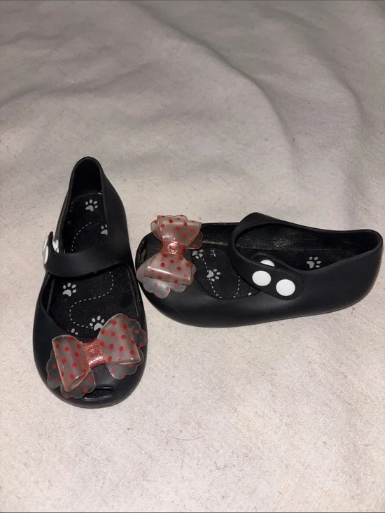 Kids Black Mary Jane Shoes with Red Polka Dot Bow