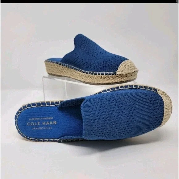 Cole Haan Espadrille Shoes Women's 8 B Cloudfeel Stitchlite Mule Knit Cobalt