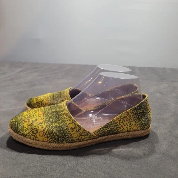 Zodiac‎ Womens Yellow Paisley Floral Canvas Espadrille Flats Shoes Size 7.5