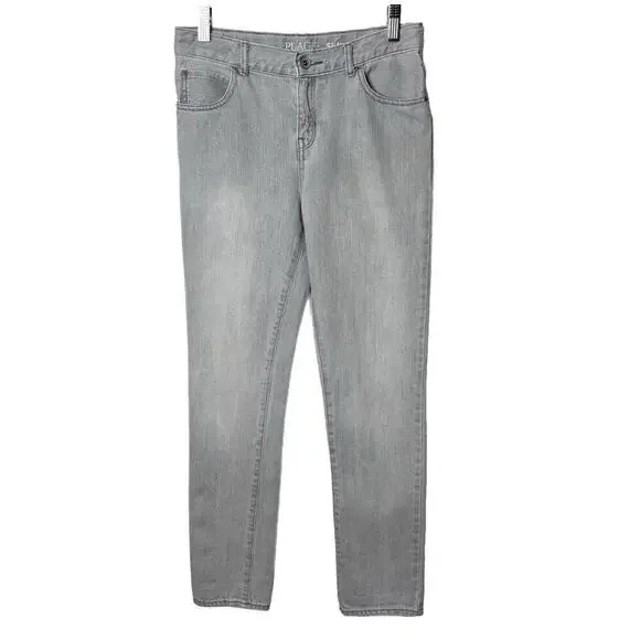 Children's Place Girl's Skinny Jeans 14 Charcoal Gray Light Wash Mid Rise Denim