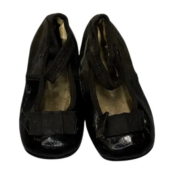Antique Kreider Black Leather Baby Mary Jane Shoes Vintage