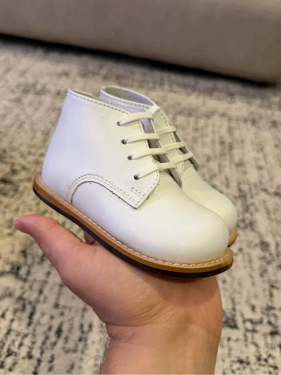 Josmo 8190 Unisex Kids White Leather Lace-Up Oxford Dress Shoes US 6.5