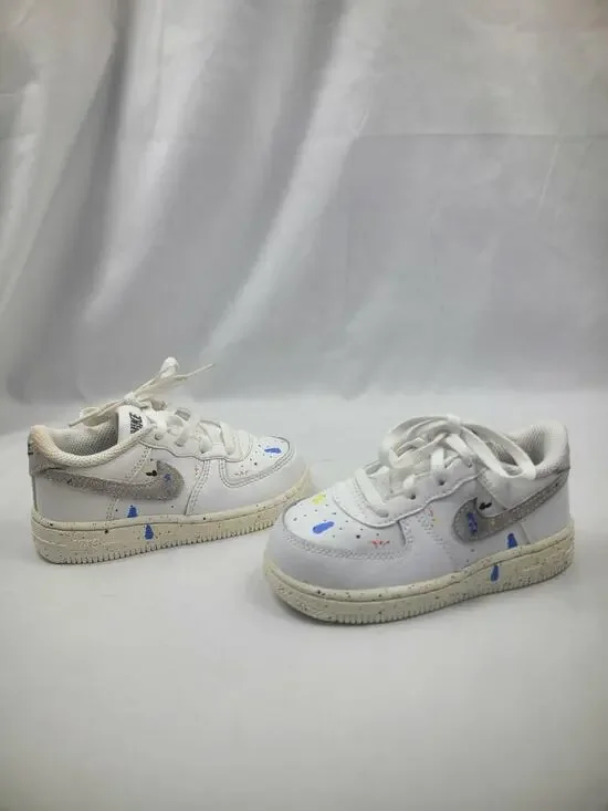 Nike Air Force 1 Paint Splatter - White' Toddler Shoes DJ2600-100 Size 8C