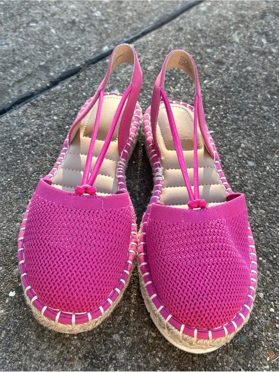 Kelly and Katie Cheslie Hot Pink Slip On Women's Slingback Espadrille Flats