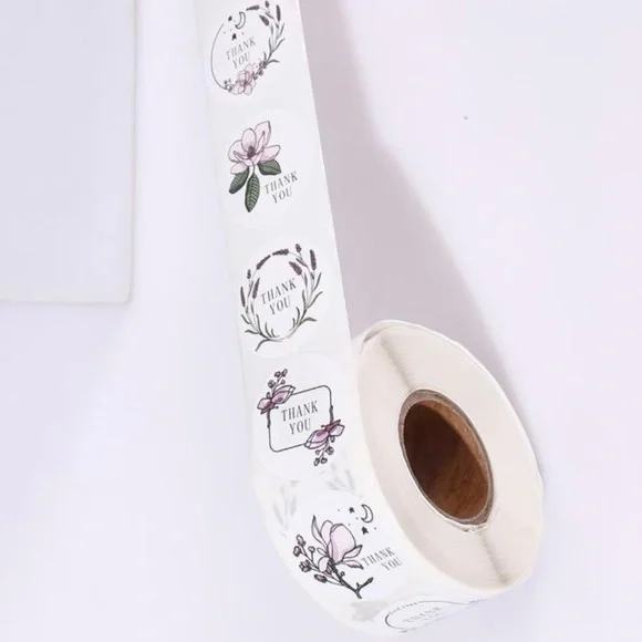 1 ROLL || 500 PCS FLORAL THANK YOU STICKER