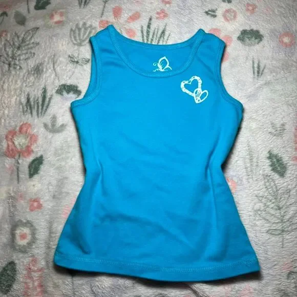 The Childrens Place Blue Heart Tank Top 4T Retro Y2K Coconut Girl Tropical 2000s