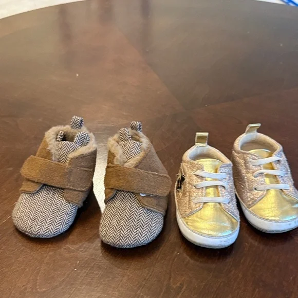Stylish Kids Shoes Set - Brown and Gold