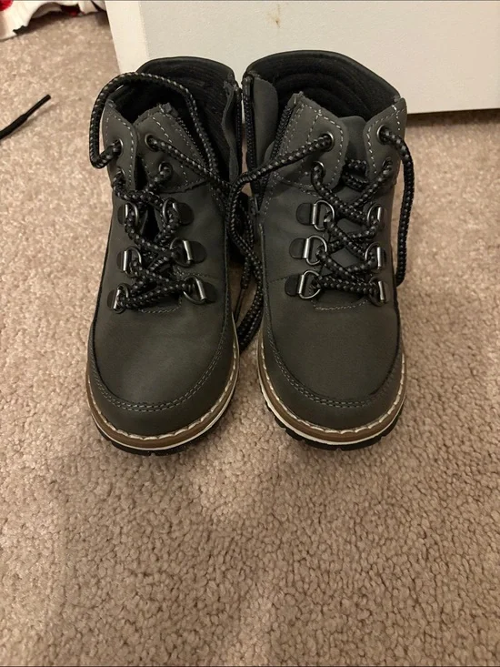 The Children's Place Gray and Brown Kids Lace-Up Hiking Boots